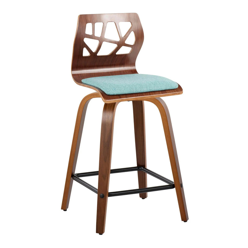 Folia - Mid Century Modern Fixed Height Counter Stool With Swivel With Square Footrest (Set of 2) by HouseOfZazla