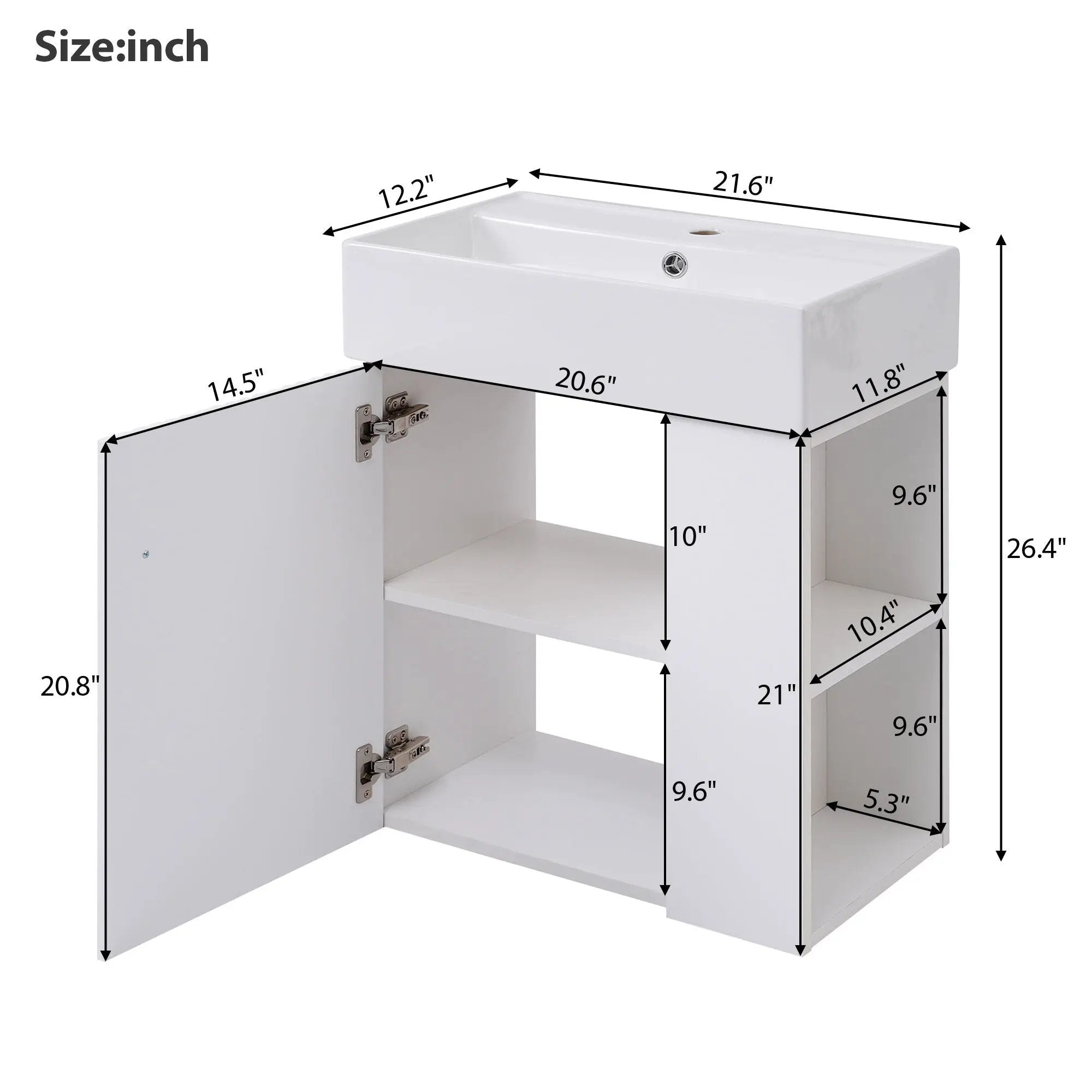 Modern Floating Bathroom Vanity With Ceramic Basin Perfect For Small Bathrooms by HouseOfZazla