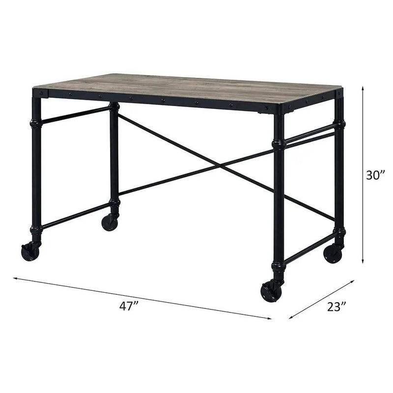 Oklarth - Writing Desk - Rustic Oak & Black by Unique Piece Furniture