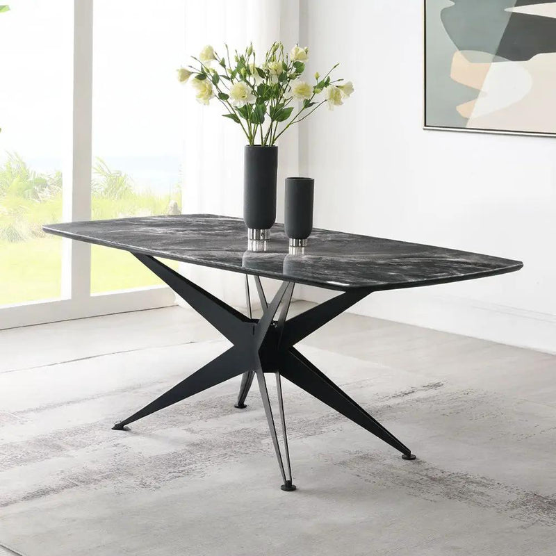 Klaus - Dining Table - Crystal Tempered Glass Top & Black Finish by Unique Piece Furniture