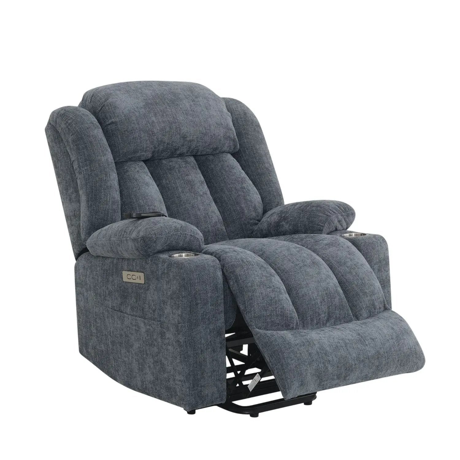 Power Motion Recliner With Lift Heating Massage Function - Blue by HouseOfZazla