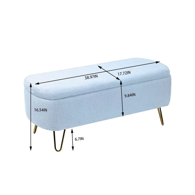 Storage Ottoman Bench For End Of Bed Legs, Modern Camel Faux Fur Entryway Bench Upholstered Padded With Storage For Living Room Bedroom by HouseOfZazla