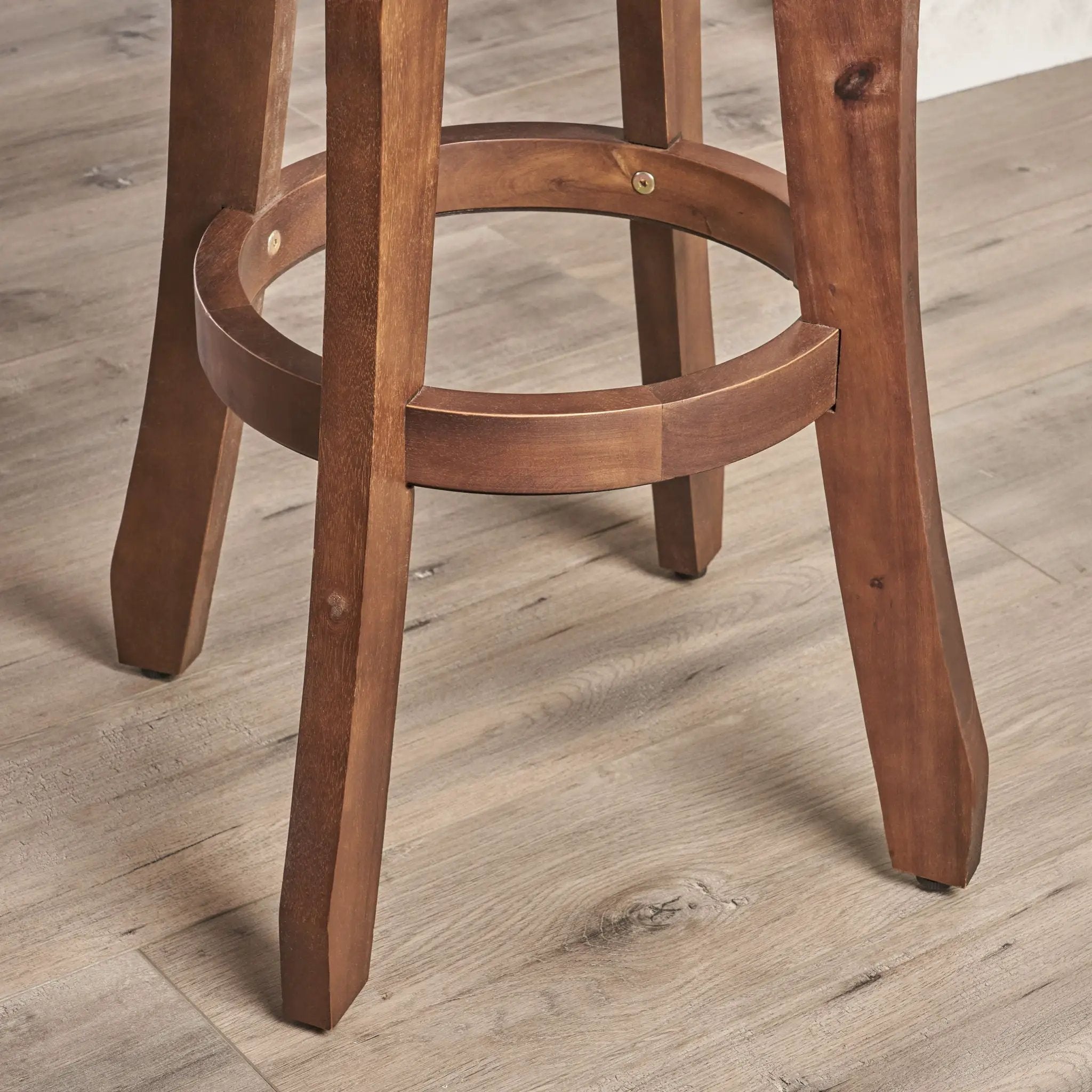 Primrose Outdoor Acacia Wood Barstools With Foot Rest (Set of 2) - Dark Brown by HouseOfZazla