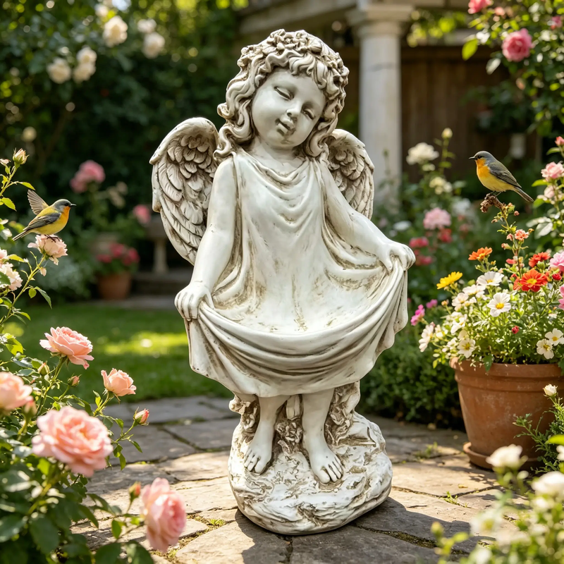 21.06" Tall Weathered Angel Cherub Garden Statue by HouseOfZazla