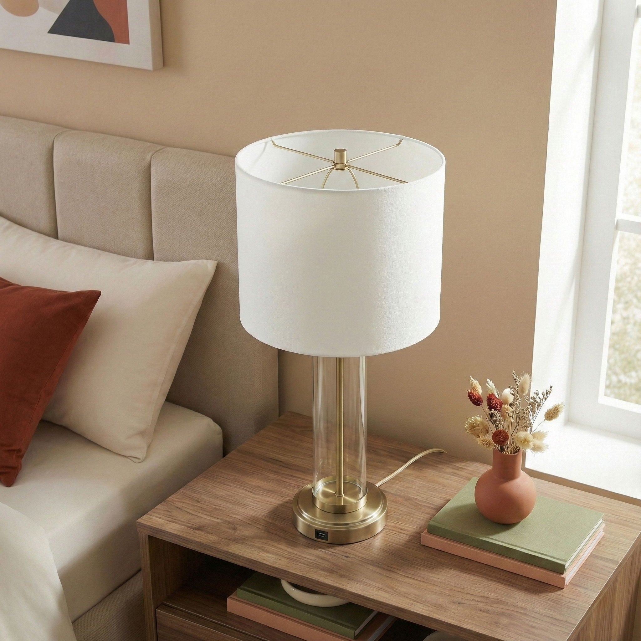 Luna - Table Lamp With On / Off Switch Clear Body Base - Clear / Silver / White by HouseOfZazla