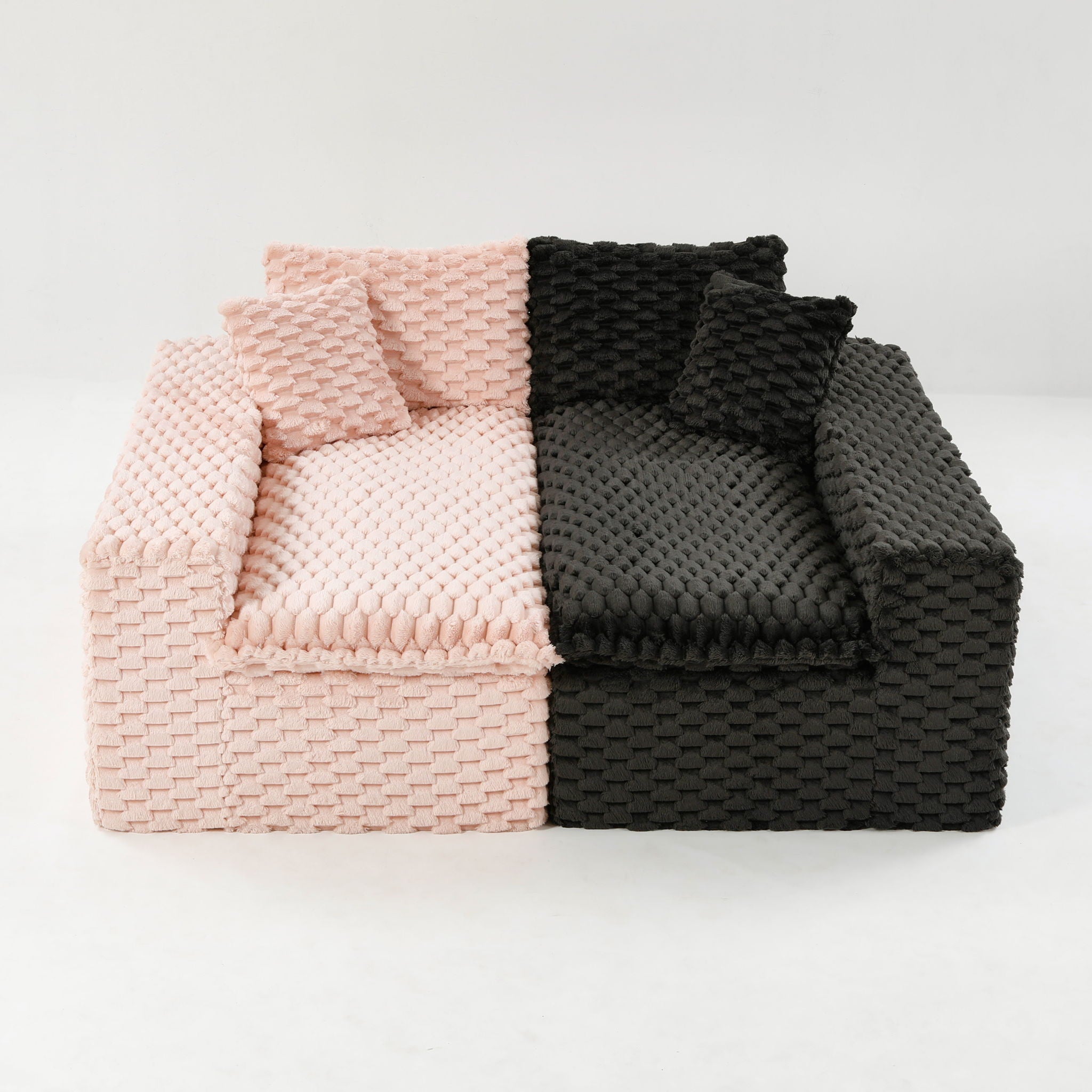 Multifunctional Sofa Pink Black, Fits 4 People by HouseOfZazla