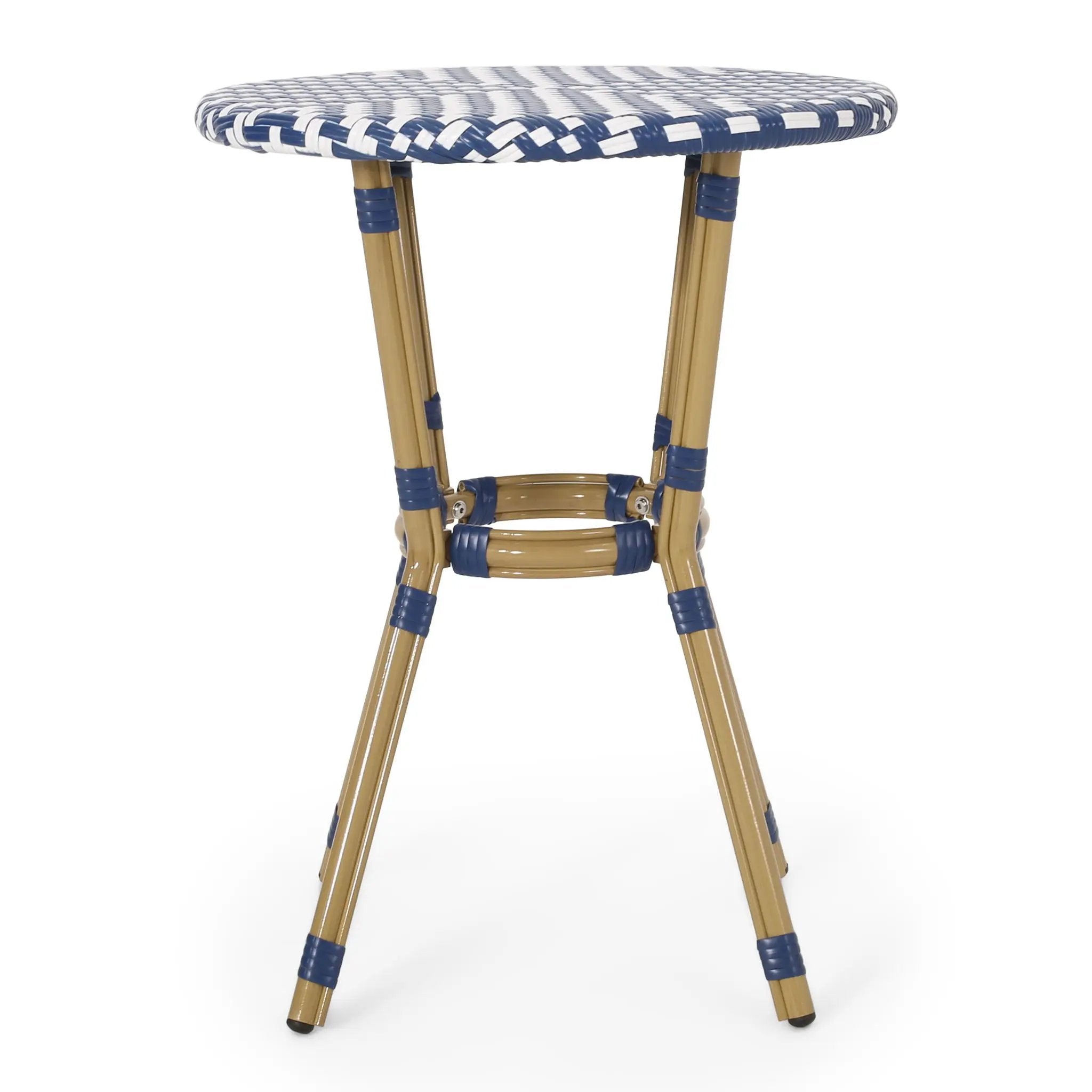 French Bistro Table Outdoor Elegance - White / Blue by HouseOfZazla