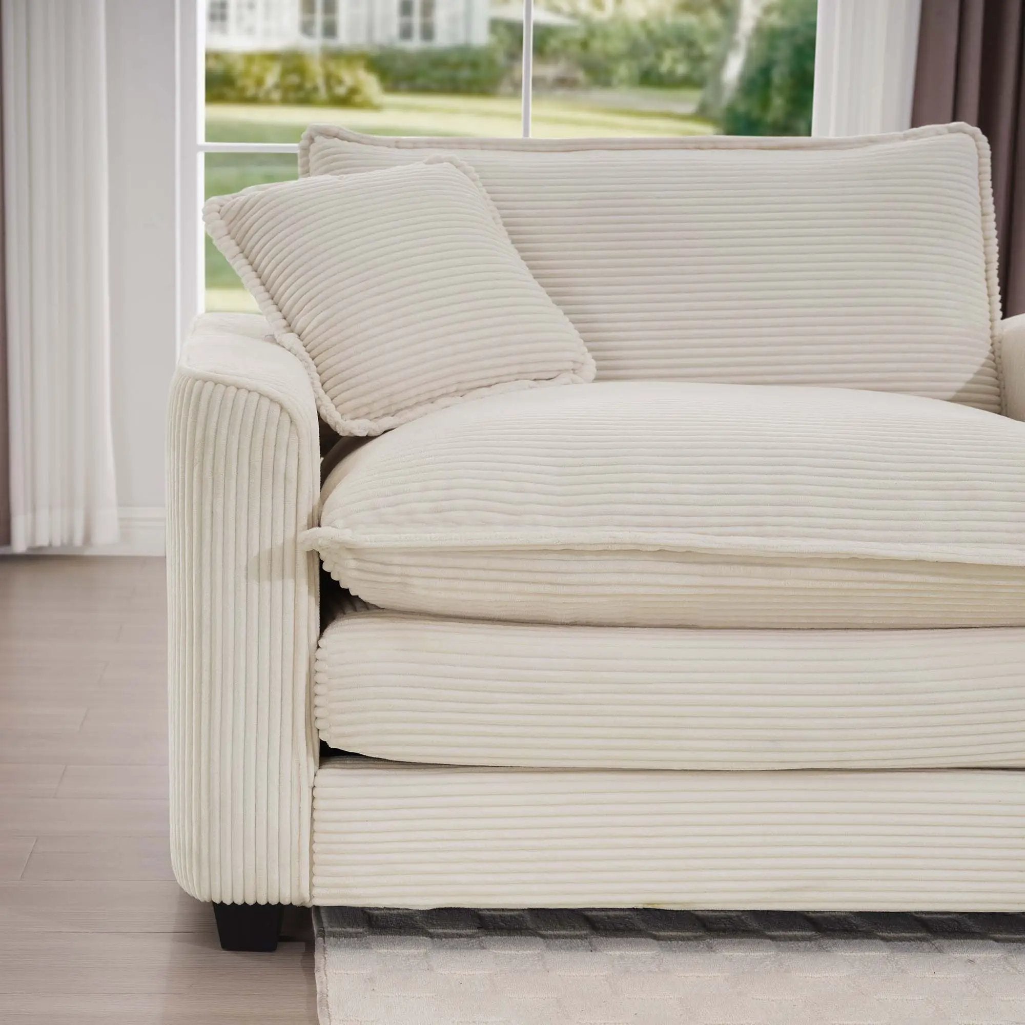 Classic Modern Comfortable Single Chair Deep Seat Sofa With Footstool by HouseOfZazla