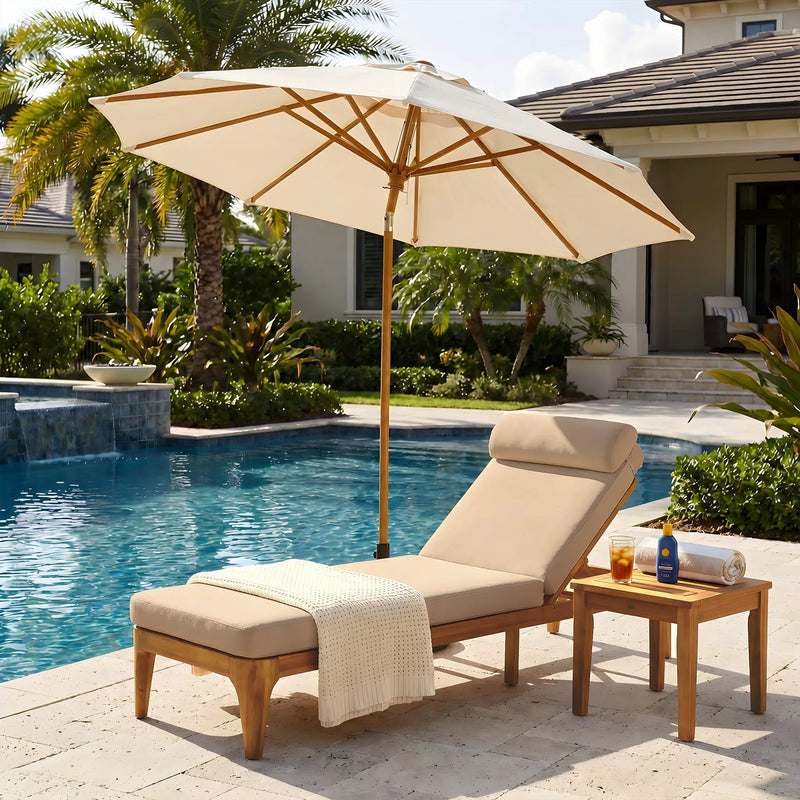 TOPMAX Acacia Wood Chaise Lounge Set of 2 by HouseOfZazla