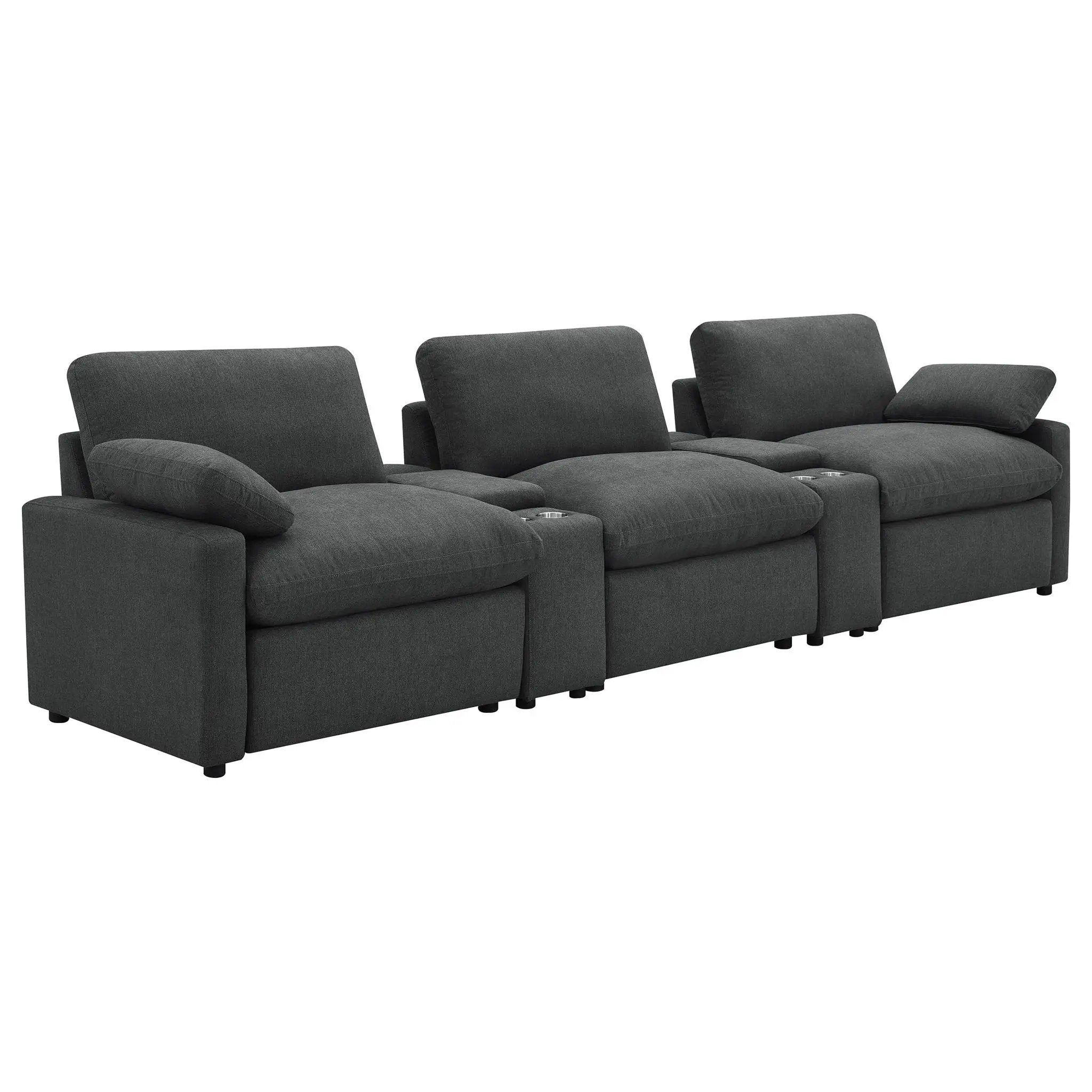 Collins 5-Piece Power Reclining Home Theater Seating Dark Grey by Unique Piece Furniture