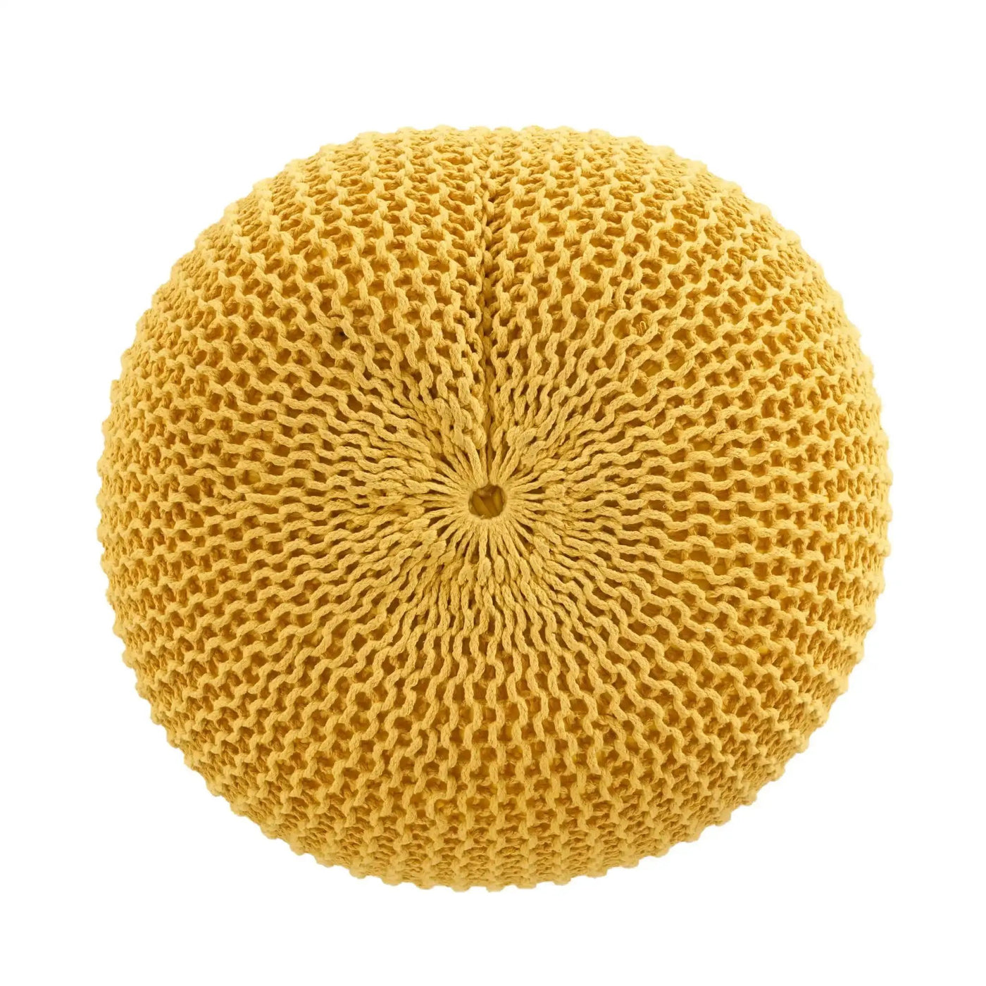 Bordeaux Knitted Cotton Round Pouf - Versatile Ottoman and Floor Cushion by HouseOfZazla