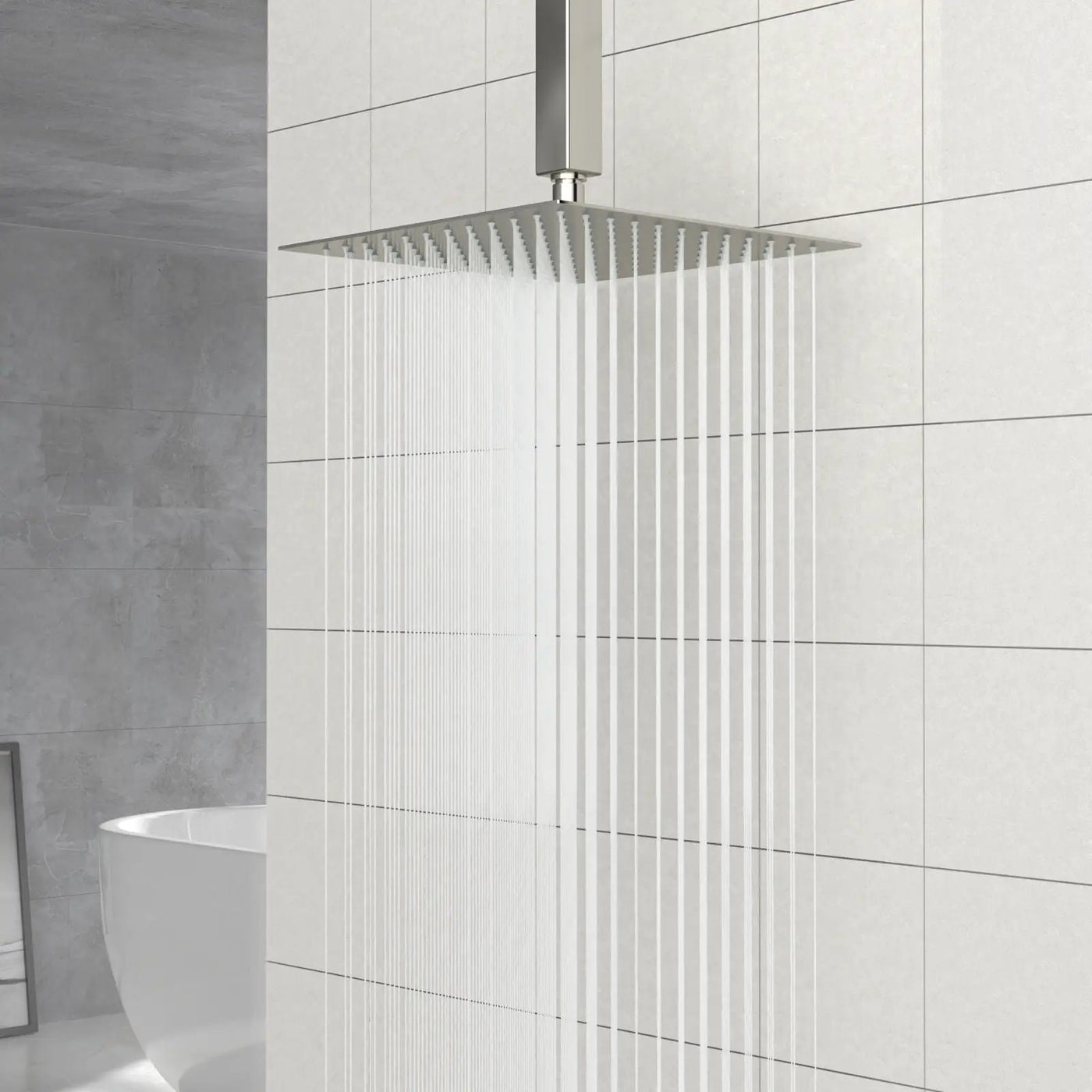Modern 10" Square Rainfall Shower Head & Stainless Steel Wall Or Ceiling Mount Luxury Spa Shower Panel by HouseOfZazla