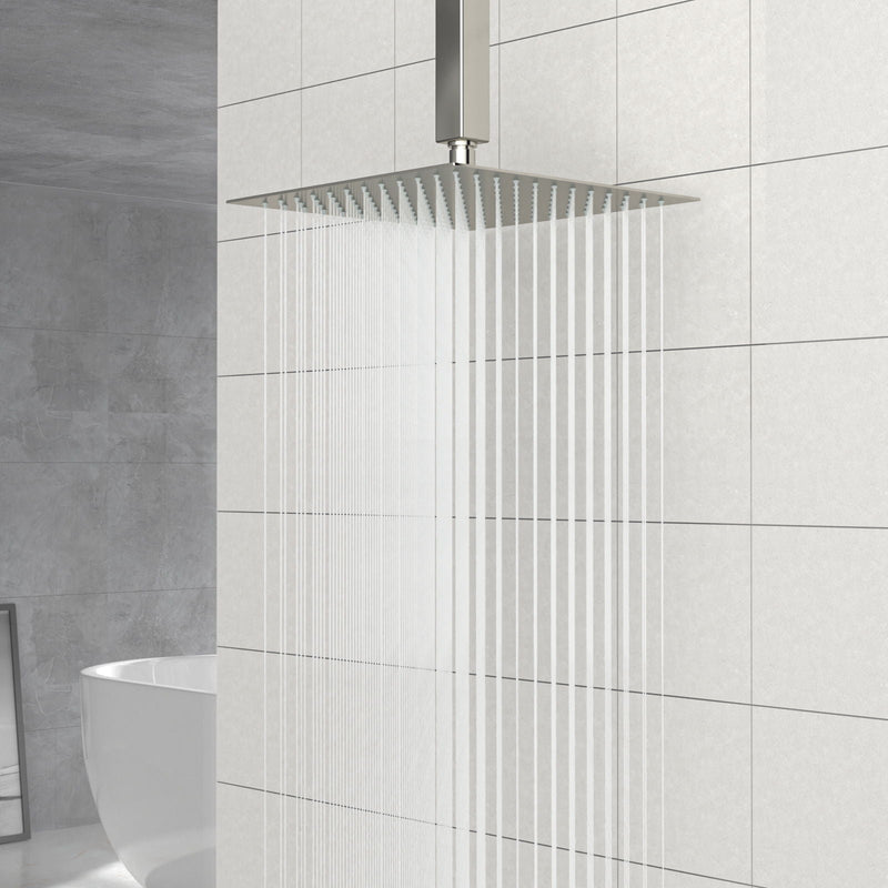 Modern 10" Square Rainfall Shower Head & Stainless Steel Wall Or Ceiling Mount Luxury Spa Shower Panel by HouseOfZazla
