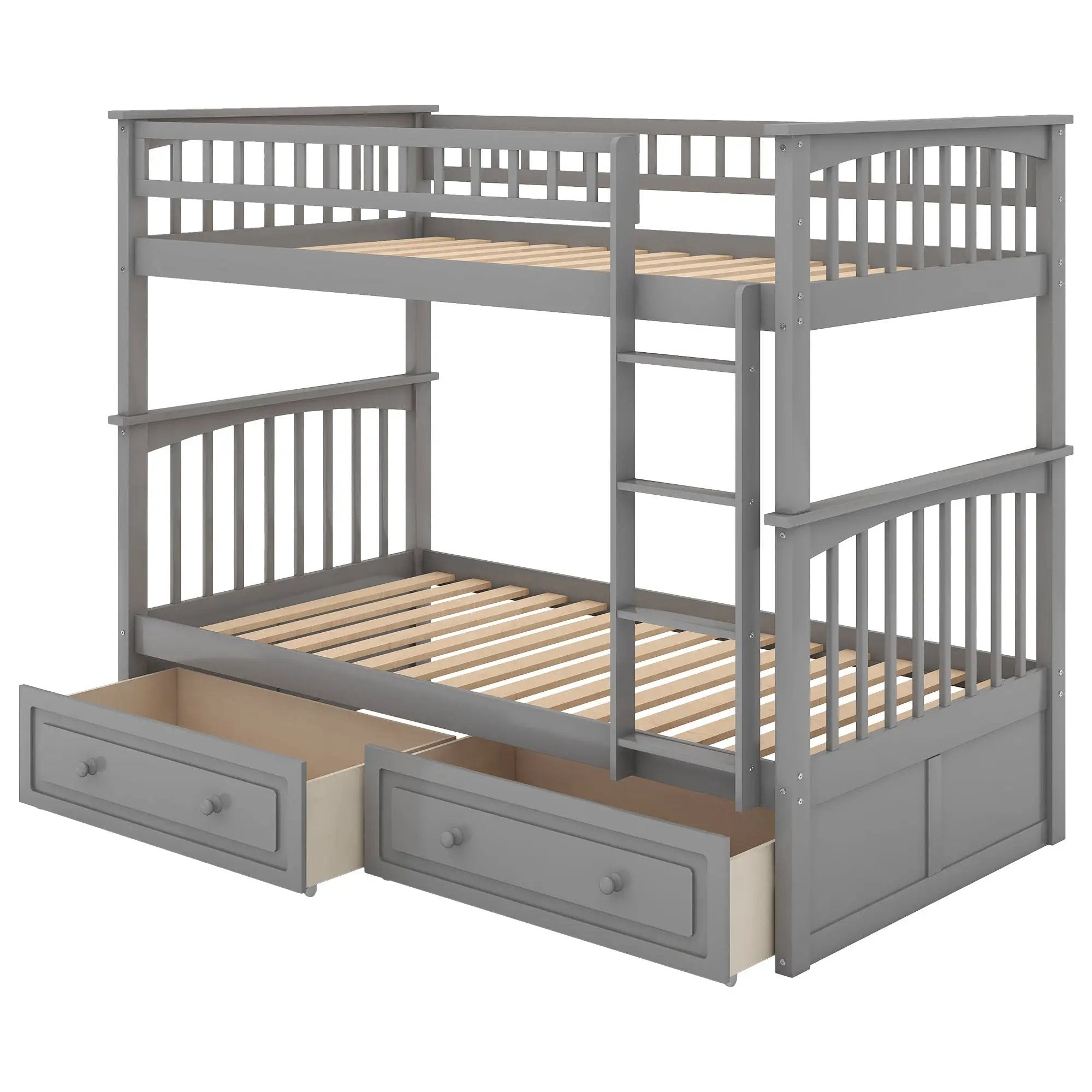 Mystrene - Twin Over Twin Bunk Bed With Drawers, Convertible Beds by Unique Piece Furniture
