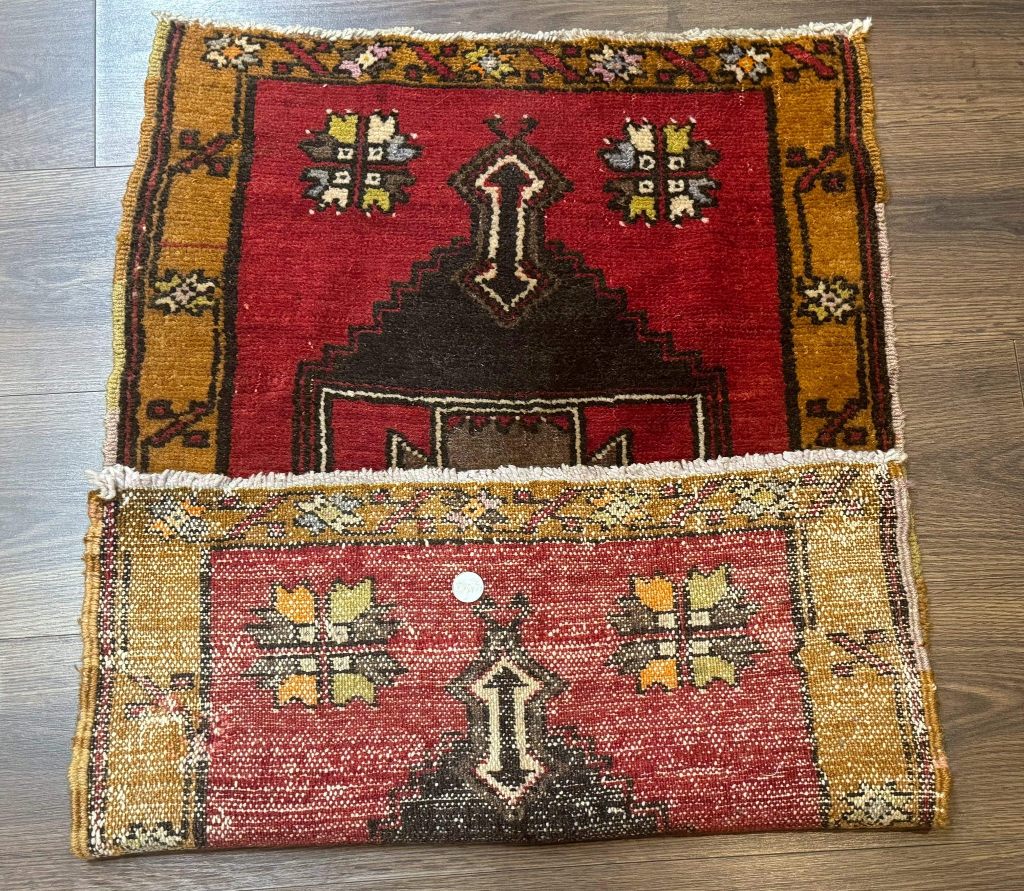 Turkish Yastik Rug 2x3, Geometric Medallion, Small Turkish Wool Rug, Red by Jewel Rugs