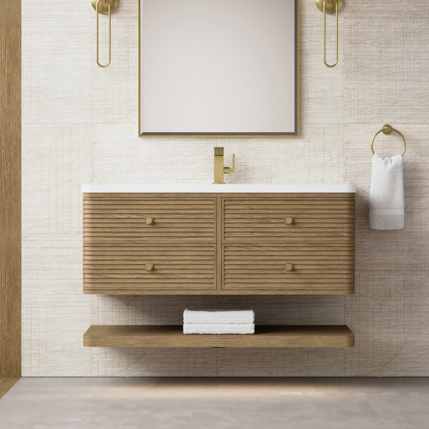 James Martin Allamari 48" Floating Single Bathroom Vanity, Dune Mist by James Martin