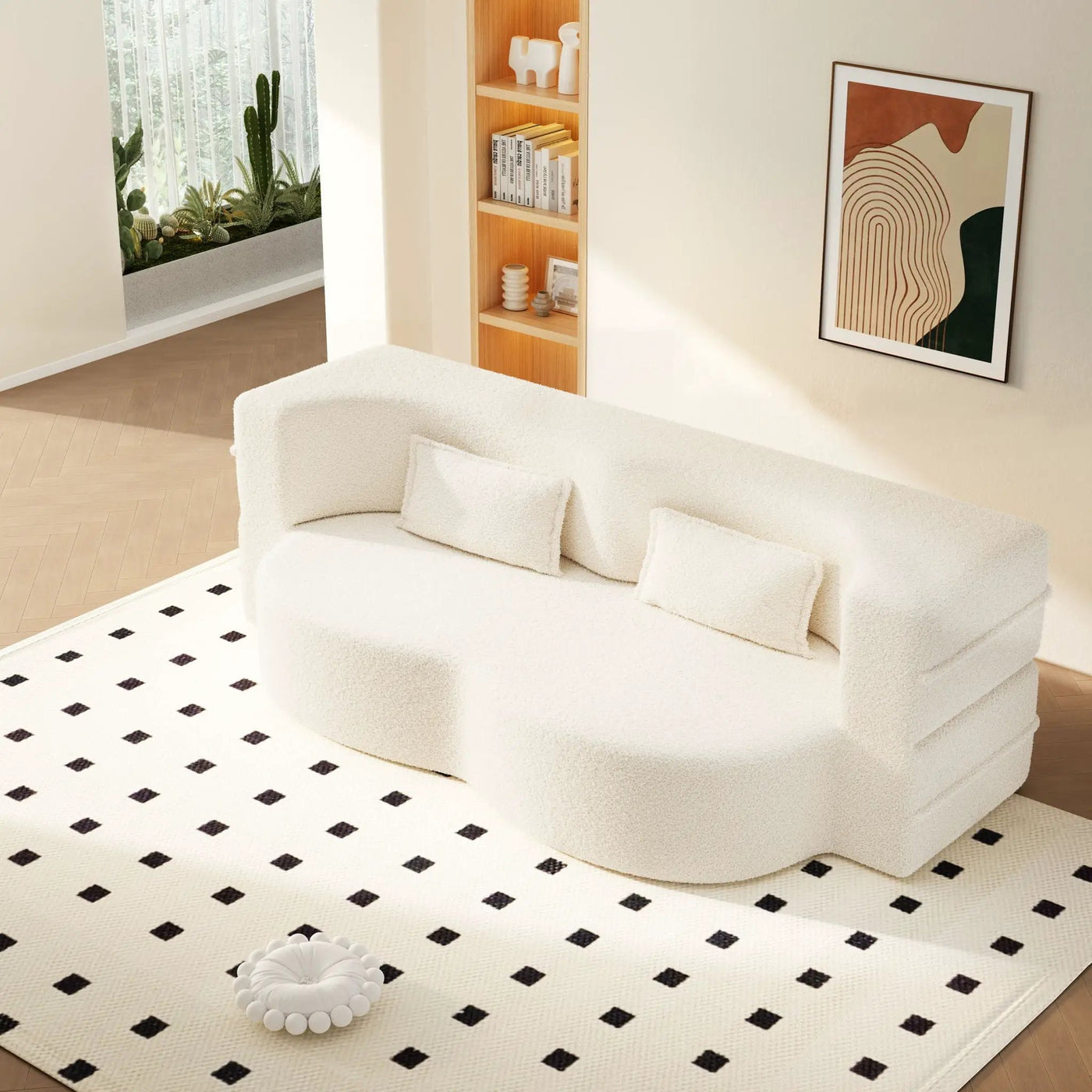 Modern Floor Sofa With 2 Pillows, Twin Size For Living Room by HouseOfZazla