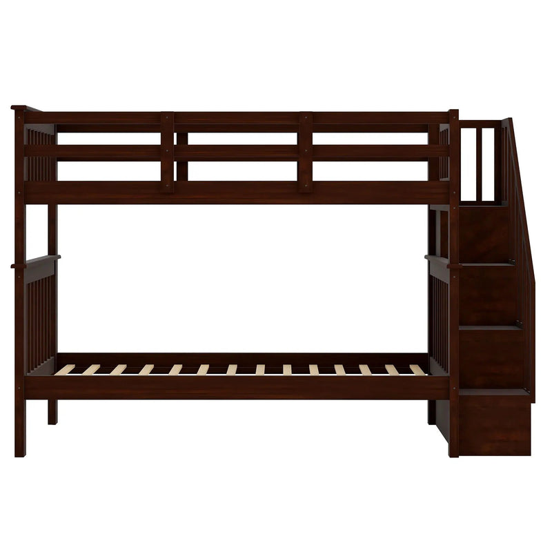 Stairway Bunk Bed With Storage And Guard Rail For Bedroom by Unique Piece Furniture