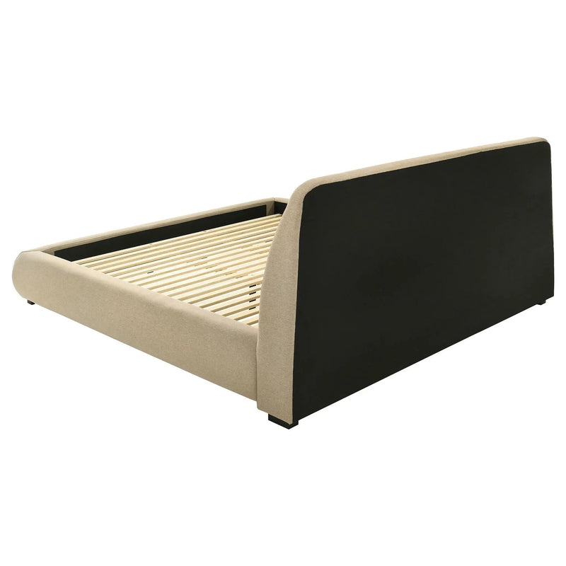 Mokena 46-inch Upholstered Eastern King Platform Bed Brown by Unique Piece Furniture