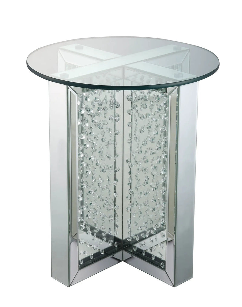 Nysa Mirrored & Faux Crystals End Table (Assembled) by HouseOfZazla