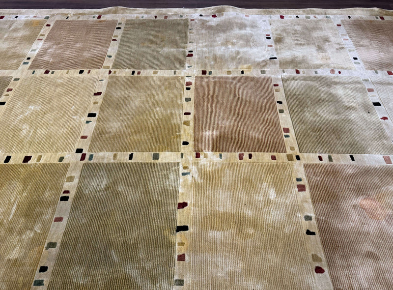 Large Wool Rug 10x13, Panel Design, Modern Contemporary Carpet by Jewel Rugs