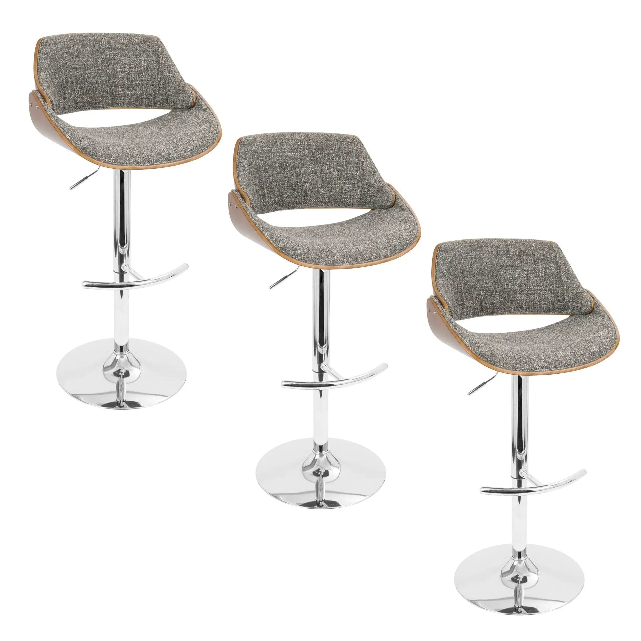 Fabrizzi - Mid Century Modern Adjustable Barstool With Swivel With Rounded T Footrest (Set of 3) by Unique Piece Furniture