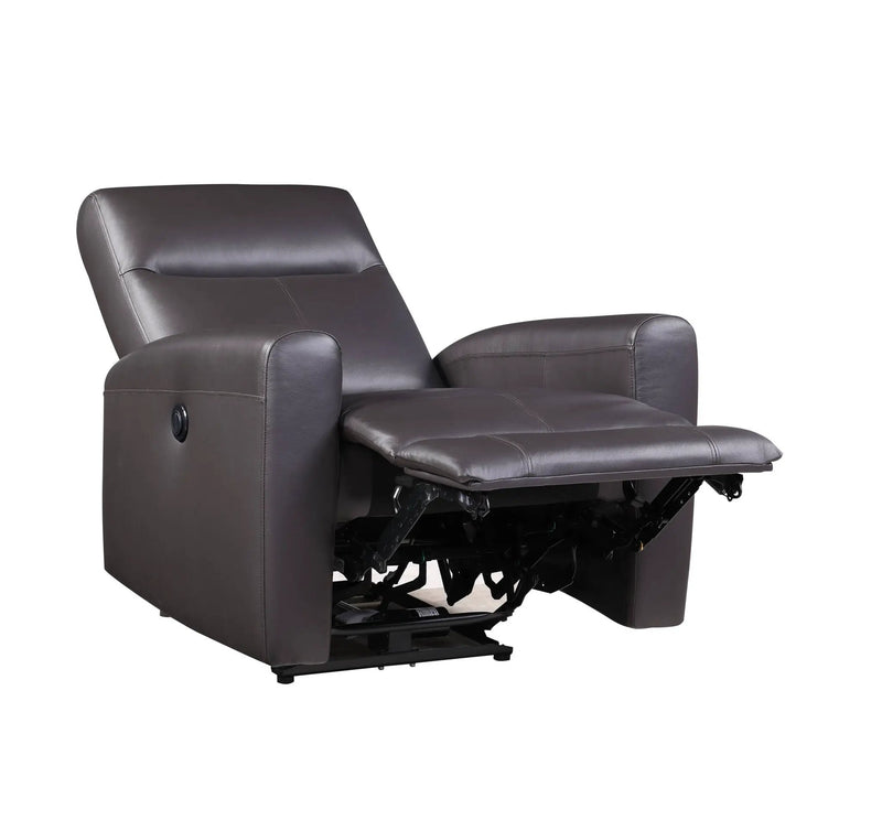 Blane Top Grain Leather Match Power Motion Recliner - Brown by HouseOfZazla
