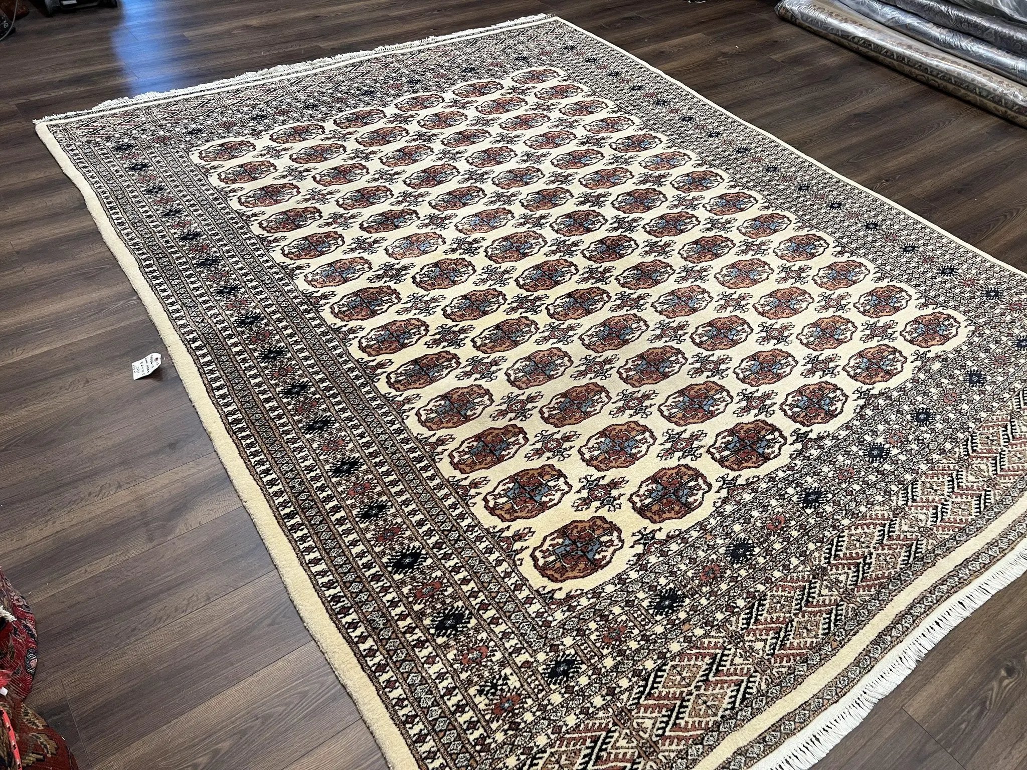 Pakistani Bokhara Rug 8x10, Wool Turkoman Carpet, Ivory/Cream by Jewel Rugs