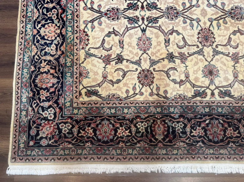 Sino Persian Rug 8x10, Allover Pattern, Beige and Midnight Blue, Wool Oriental Carpet by Jewel Rugs