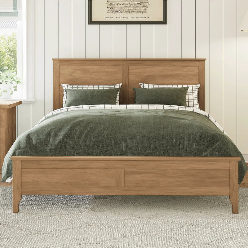 Modern Solid Wood King Size Platform Bed with Sturdy Wooden Slats Support by HouseOfZazla