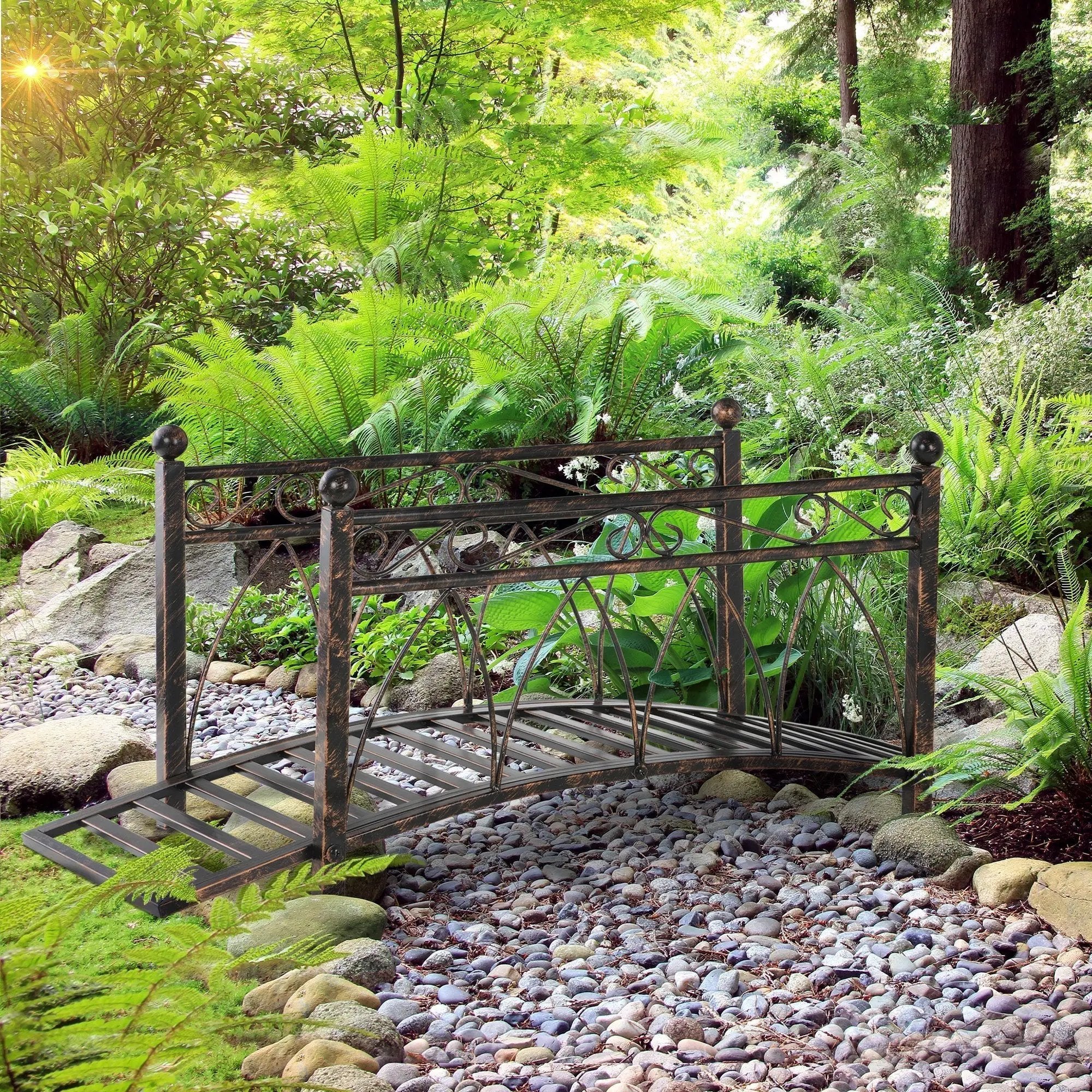 Outsunny 3.3' Metal Arch Zen Garden Bridge with Safety Siderails by HouseOfZazla