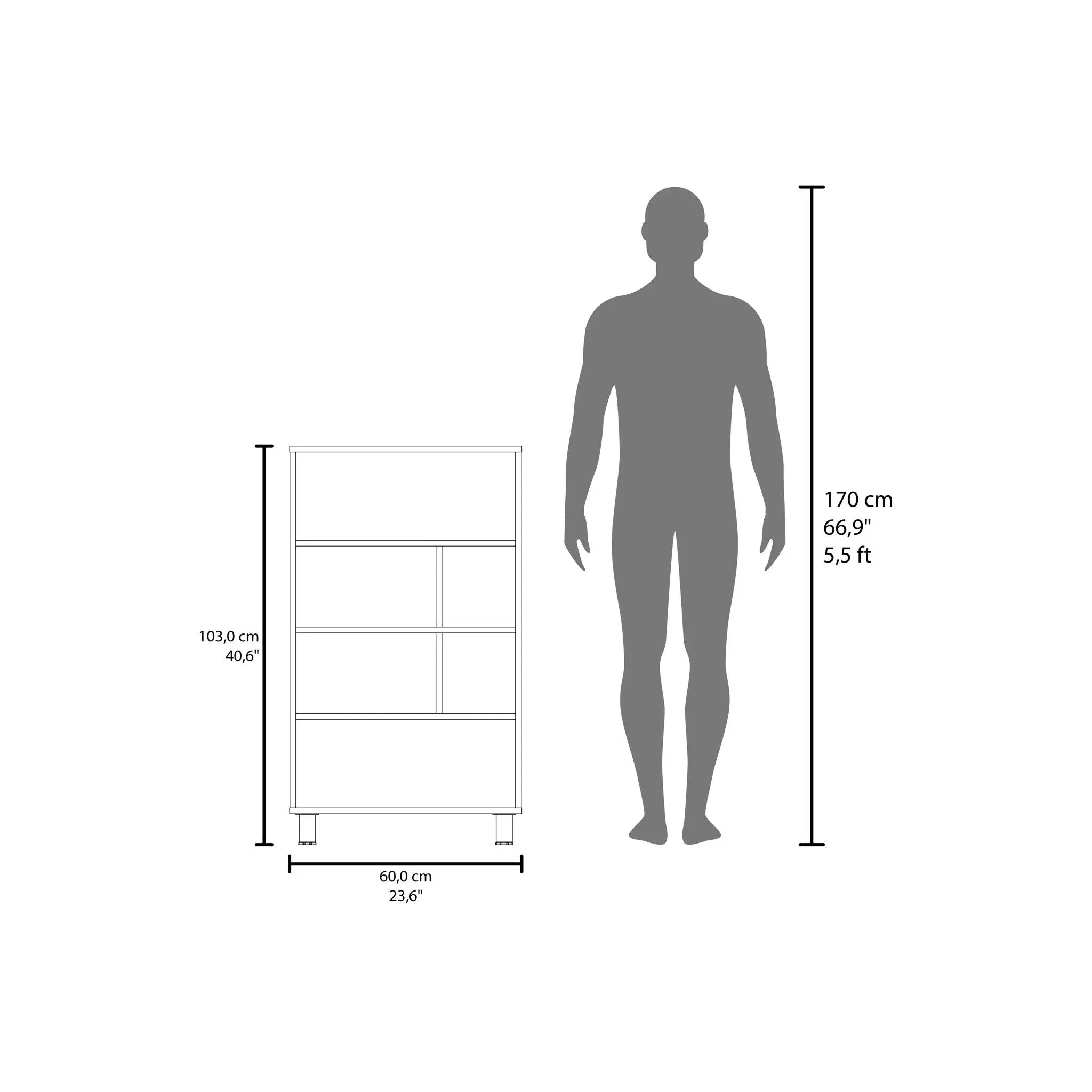 Bookcase, 6 Shelves, 4 Legs - Black by Unique Piece Furniture