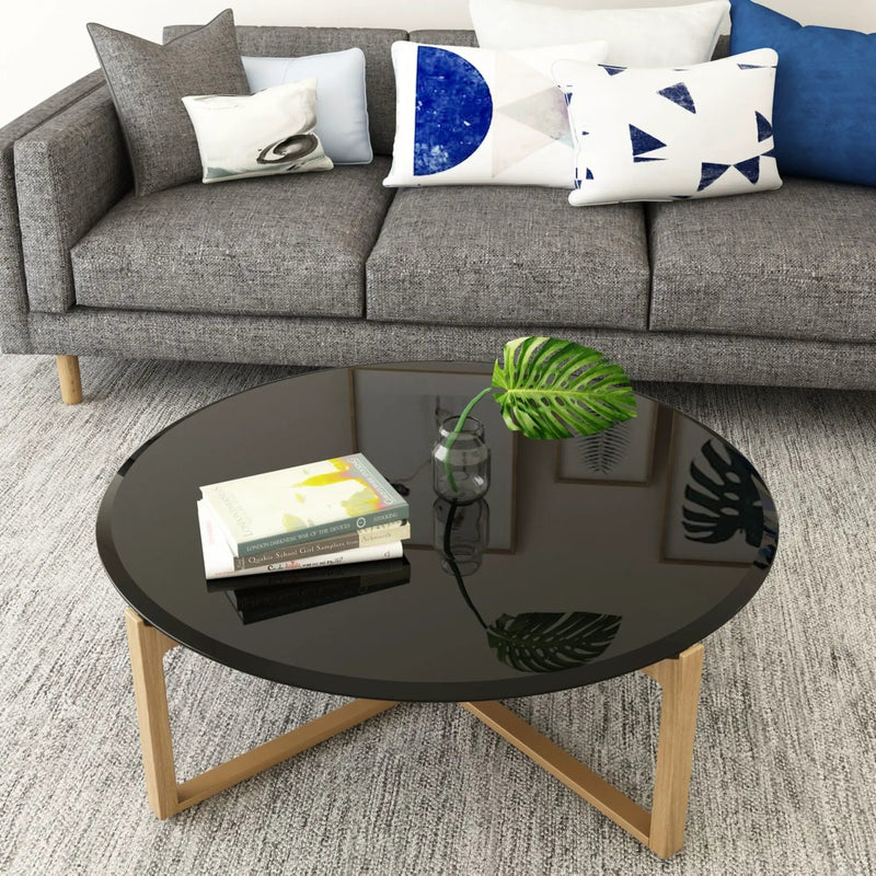 38.6" Round Tempered Glass Table Top Glass Beveled Polished Edge by HouseOfZazla