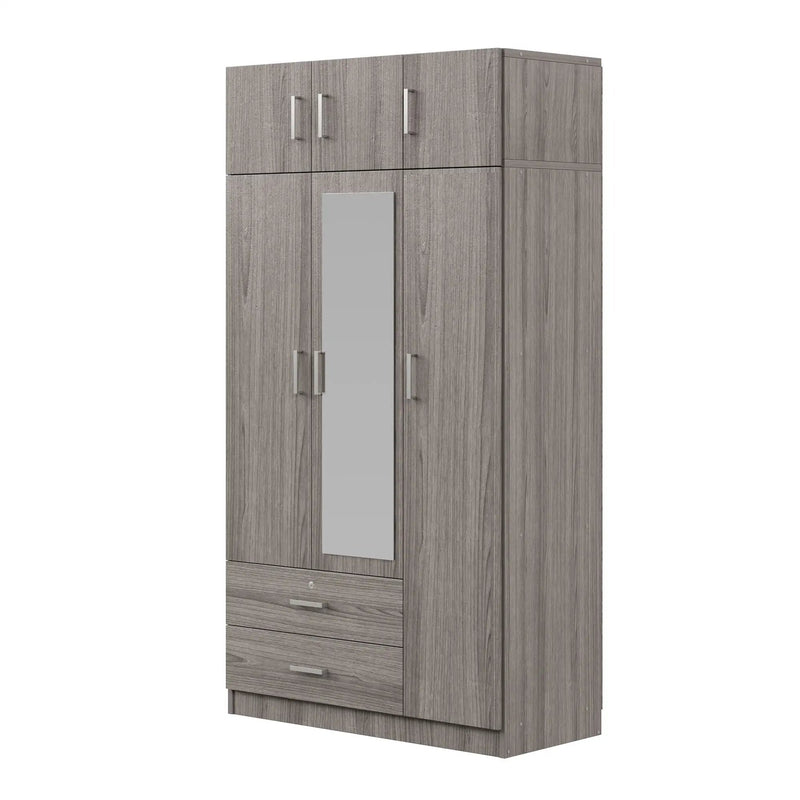 Modern 3 Door Mirror Wardrobe With 2 Drawers And Top Cabinet by HouseOfZazla