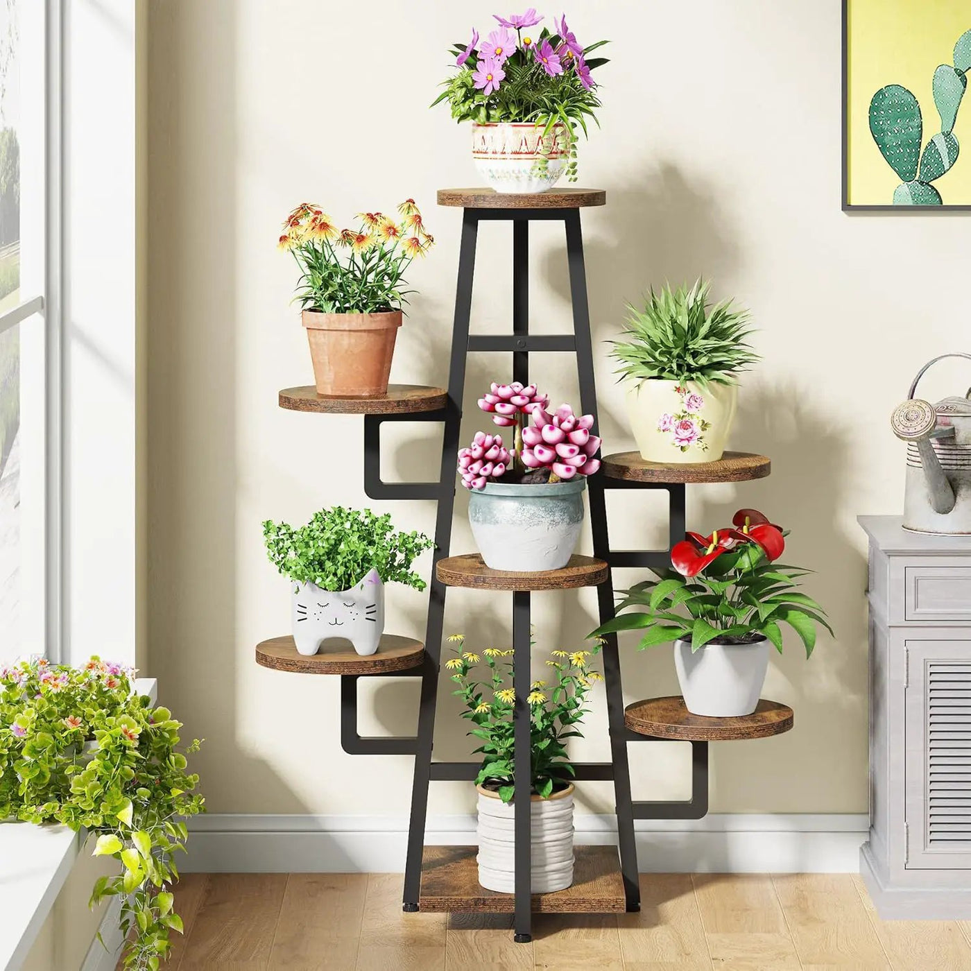 7 Tier Corner Plant Shelf With High Low Design For Living Room by HouseOfZazla