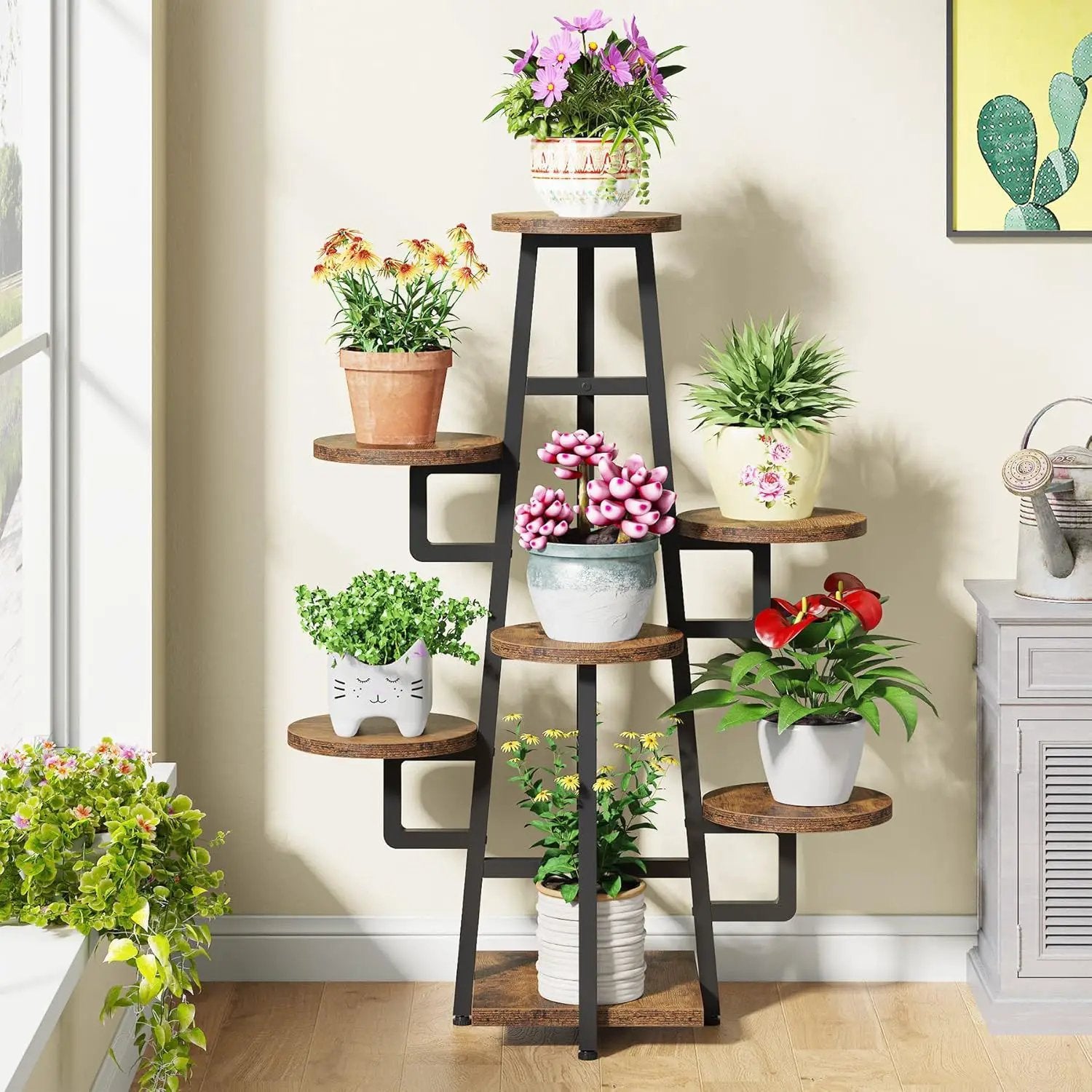 7 Tier Corner Plant Shelf With High Low Design For Living Room by HouseOfZazla