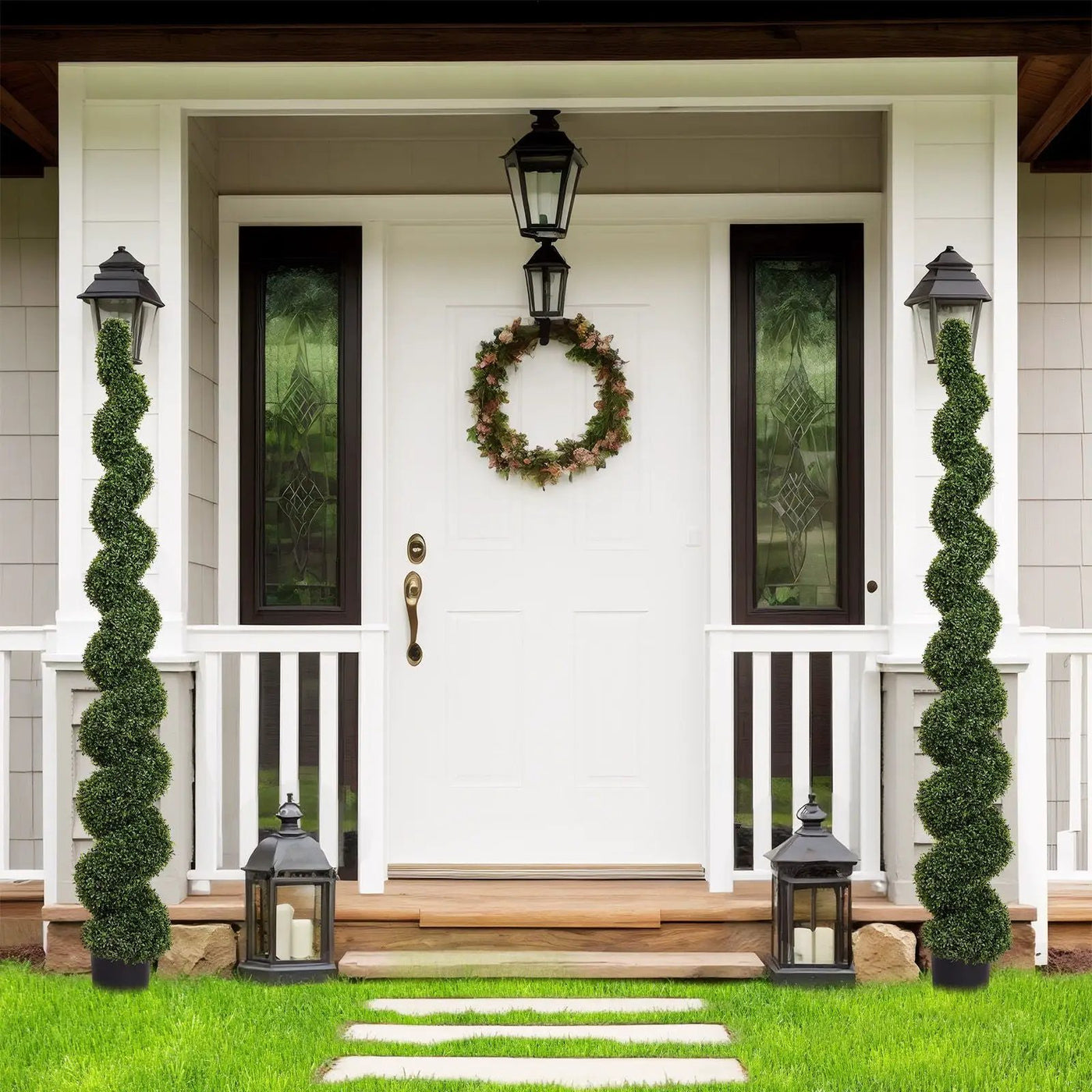 Artificial Outdoor UV Resistant Plastic Boxwood Topiary Spiral Tree by HouseOfZazla