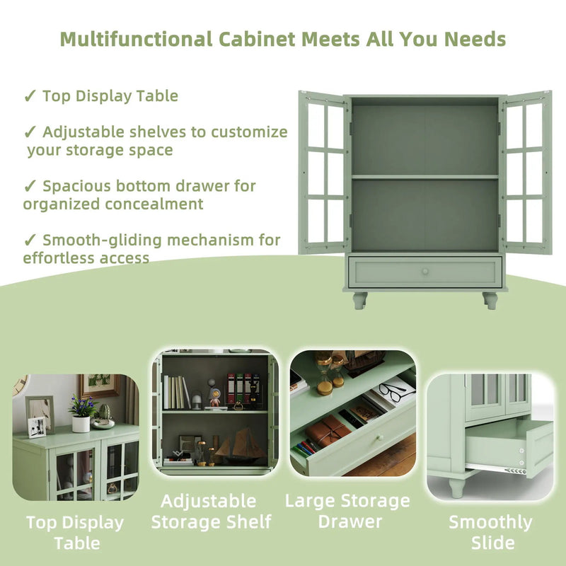 Minimalist Buffet Cabinet With Double Glass Doors And Drawer by HouseOfZazla