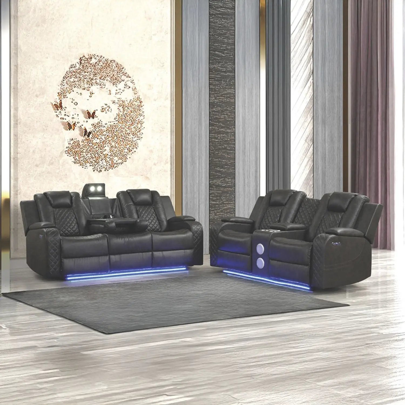 Benz - LED & Power Recliner With Adjustable Headrests And Ambient LED Lighting by HouseOfZazla
