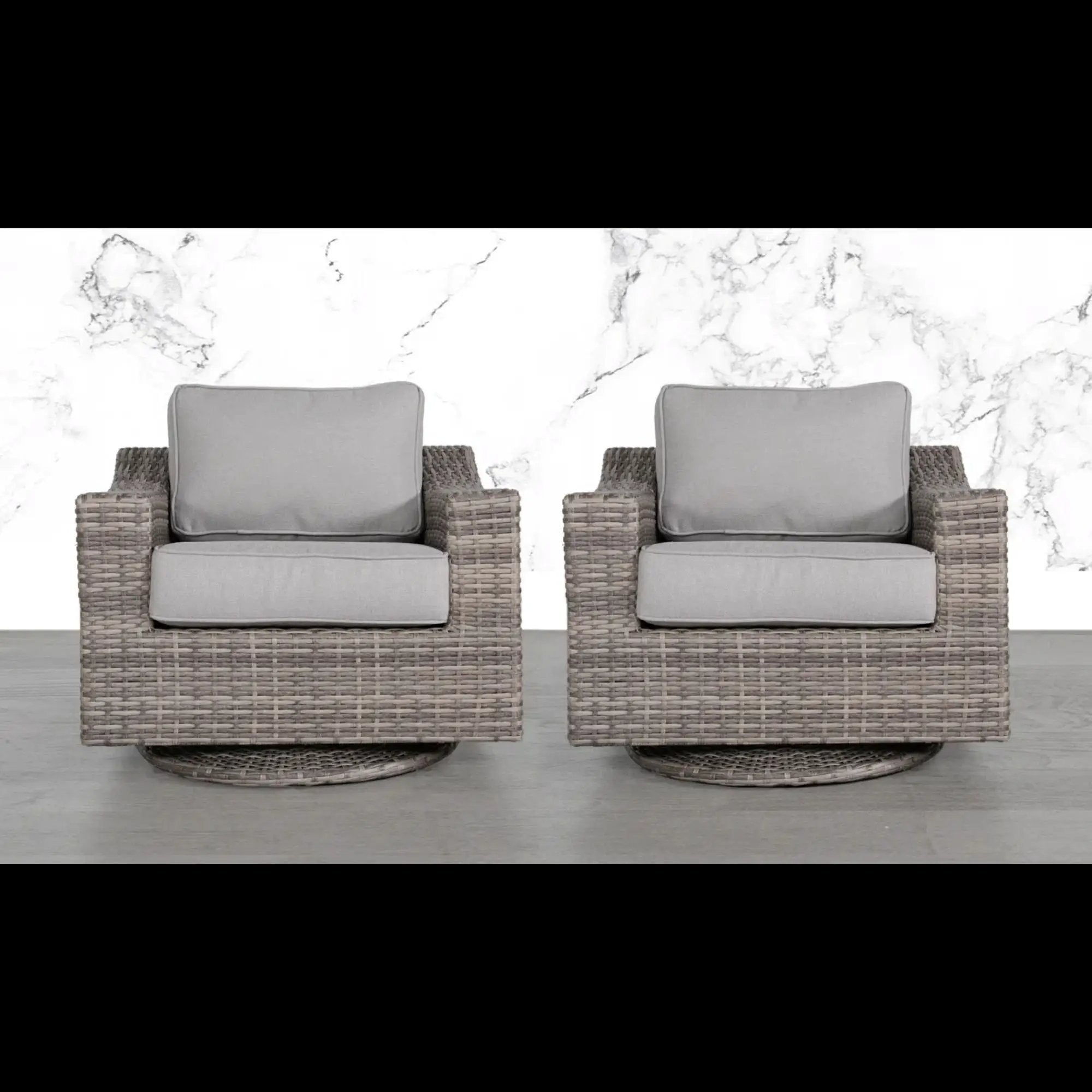 Swivel Patio Chair With Luxurious Cushions Perfect For Outdoor Relaxation (Set of 2) - Gray Mix by HouseOfZazla