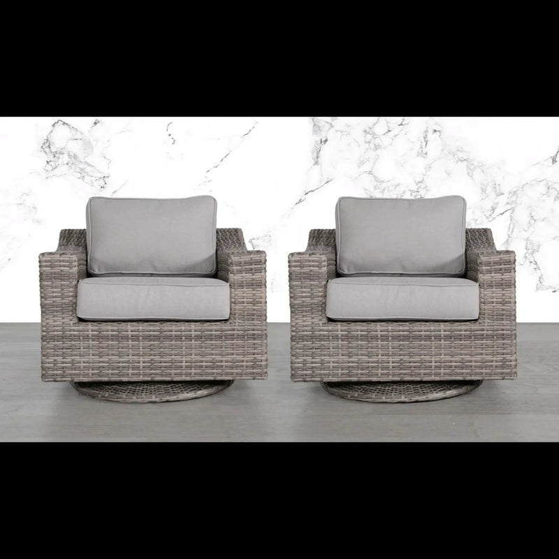 Swivel Patio Chair With Luxurious Cushions Perfect For Outdoor Relaxation (Set of 2) - Gray Mix by HouseOfZazla