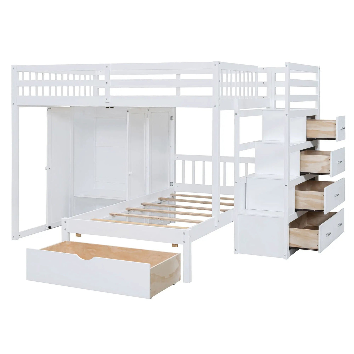 Bunk Bed With Wardrobe, Drawers by Unique Piece Furniture