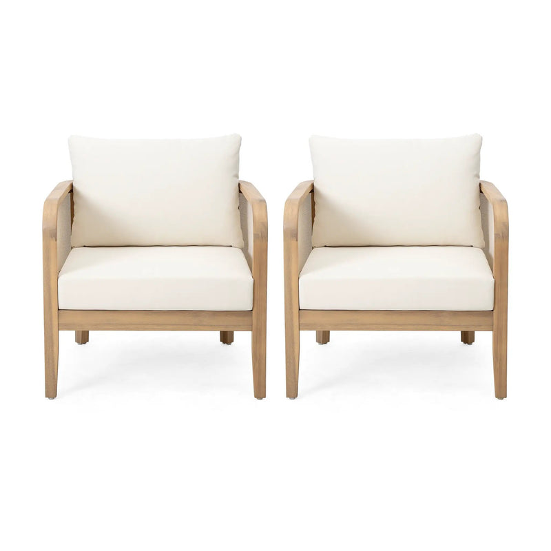 Set of 2 Outdoor Acacia Wood Patio Club Chairs by HouseOfZazla