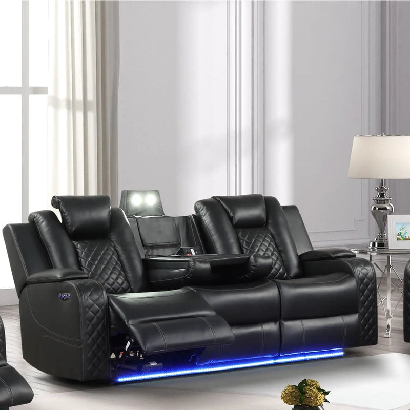 Benz - Power Recliner Set With LED Lighting And USB Charging by HouseOfZazla