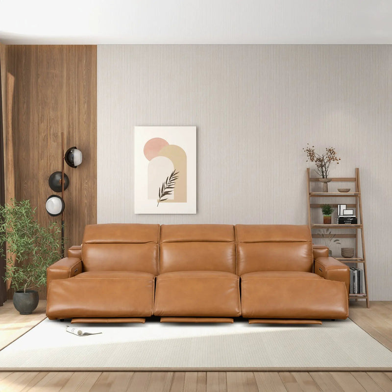 Urbana - Triple Power Recliner Sofa - Tan by HouseOfZazla