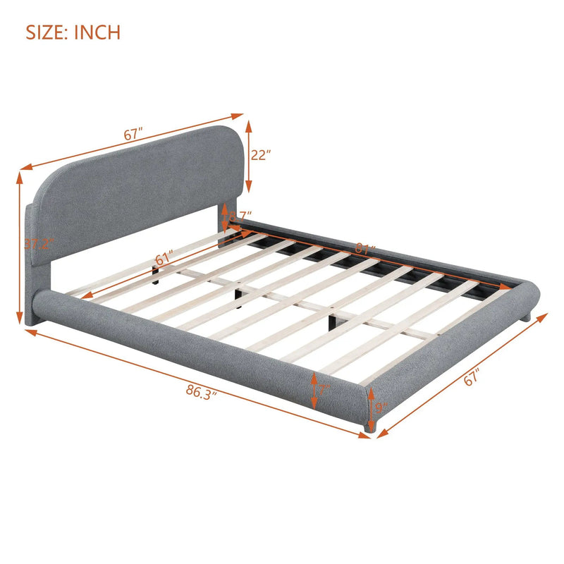 Upholstered Platform Bed With Thick Solid Frame And Stylish Curve-Shaped Design by Unique Piece Furniture