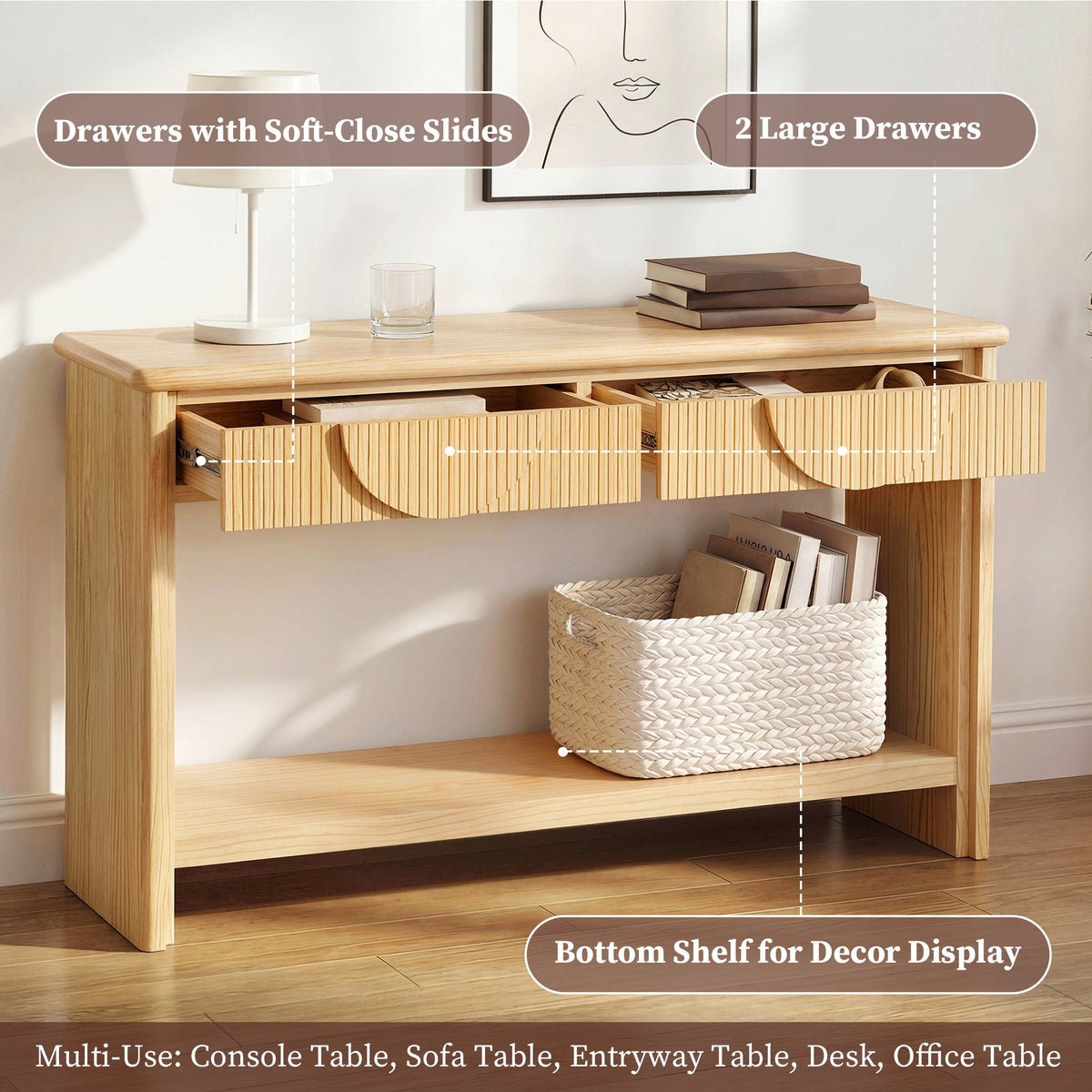 55" Fluted Console Table, photo 5 of 10