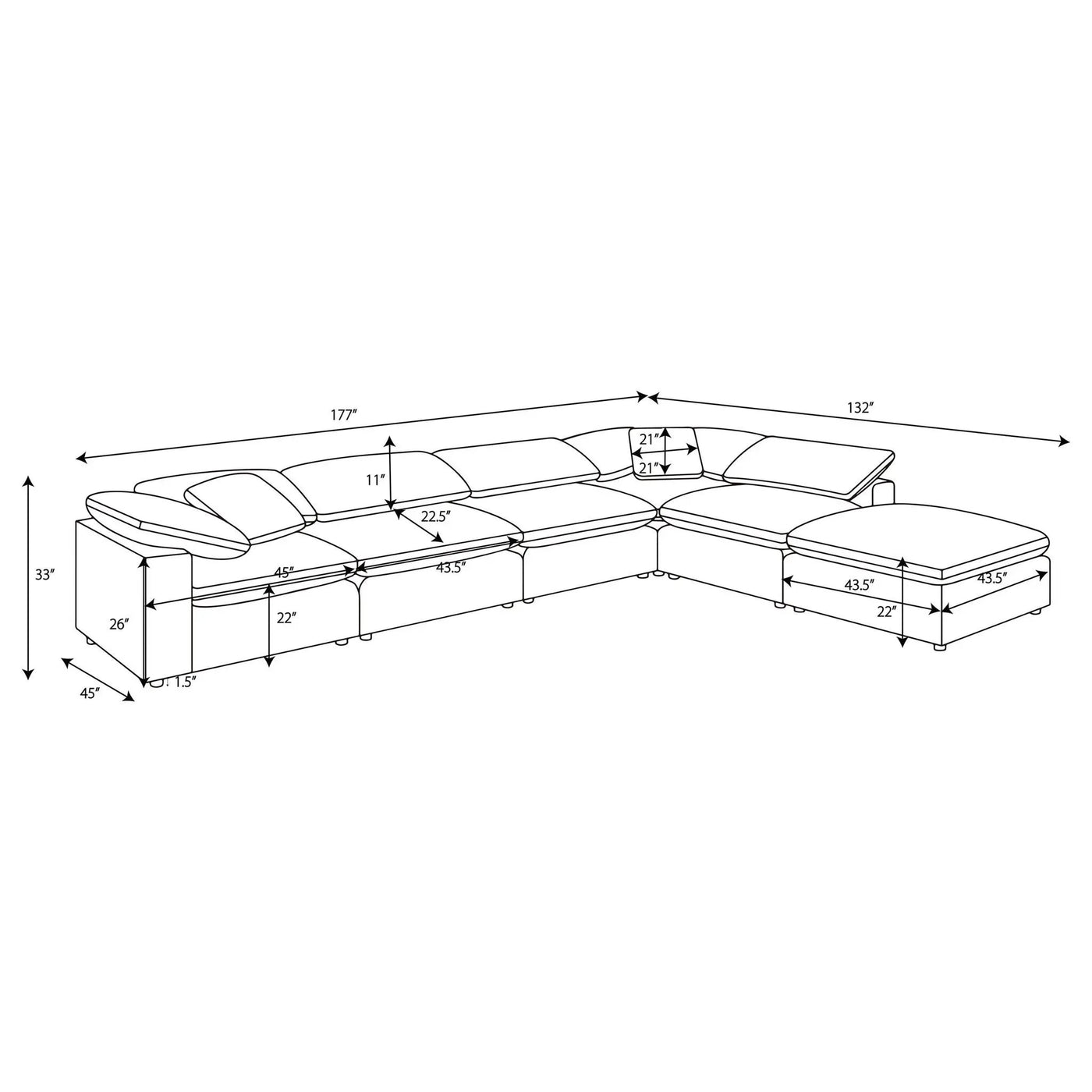 Segoura - Modular Sectional With Ottoman by HouseOfZazla