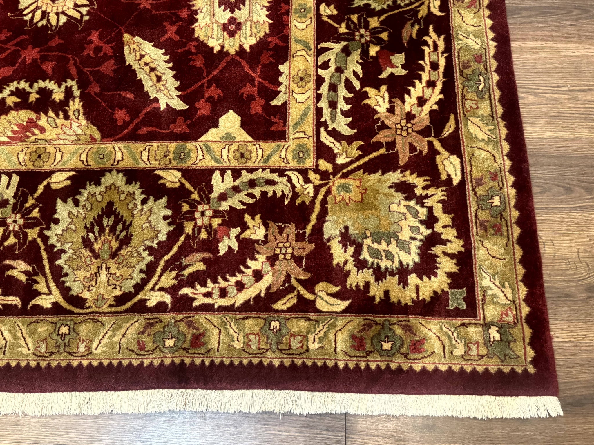Indo Mahal Rug 9x12, Allover Pattern, Dark Red, Traditional Wool Area Rug by Jewel Rugs