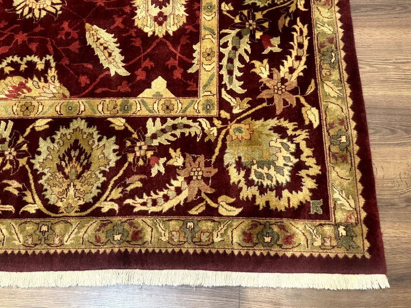 Indo Mahal Rug 9x12, Allover Pattern, Dark Red, Traditional Wool Area Rug by Jewel Rugs